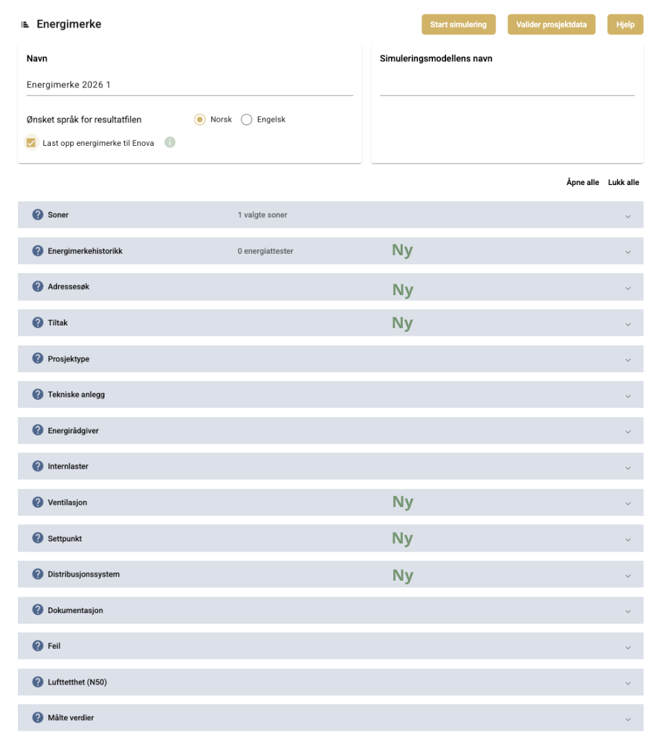 Illustrasjon energimerke i Simien PRO